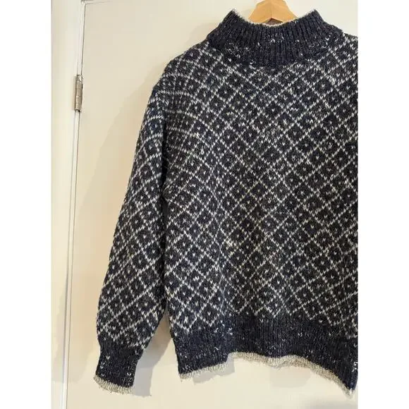 DD Sloane VINTAGE womens wool blend sweater Nordic style crewneck size M - Picture 2 of 12